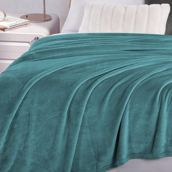 Knuffelige, donzige deken, 210 x 240 cm, XXL fleece bank- en bankdekens, superzacht, als banksprei, blauwgroen (watergroen)