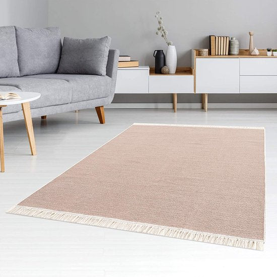 Tapijtloper - tapijt voor woonkamer, slaapkamer, keuken, kinderkamer, badkamer - Boho Kelim tapijten - loper gang tapijt beige, afmetingen: 160x230 cm