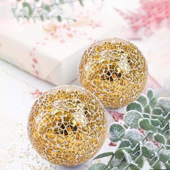 Set van 3 decoratieve ballen 4" decoratieve glazen ballen mozaïek ballen voor vazen ​​kommen tafel centerpieces decoraties ornamenten voor thuis feest mantel vakantie