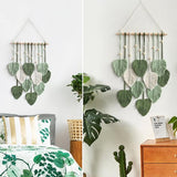 Macramé wandtapijt, handgemaakt wandtapijt, boho, woningdecoraties, chic, kunst, geweven veer, wanddecoratie, bladwandtapijt voor woonkamer, slaapkamer, bruiloft, decoratie, geschenken, groen
