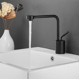 Wastafelkranen Badkamer Wastafel Kraan Hoge Lichaam Zwart Zwanenhals Enkele Handgreep Enkel Gat Montage Messing