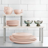 Keukenplank met 2 planken - Slank bordenrek voor werkbladen en kasten - Twee lagen metaal en roestvrij staal afdruiprek voor keuken