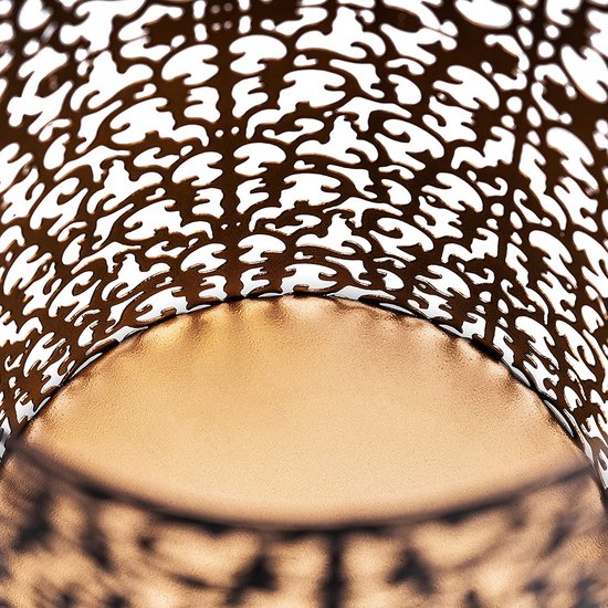 ZEYA XL lantaarn zwart goud metaal, 30 + 25 + 20 cm, set van 3, oosterse lantaarns, lantaarn ornament als aantrekkelijke decoratie woonkamer grote kandelaar, uniek cadeau voor Kerstmis