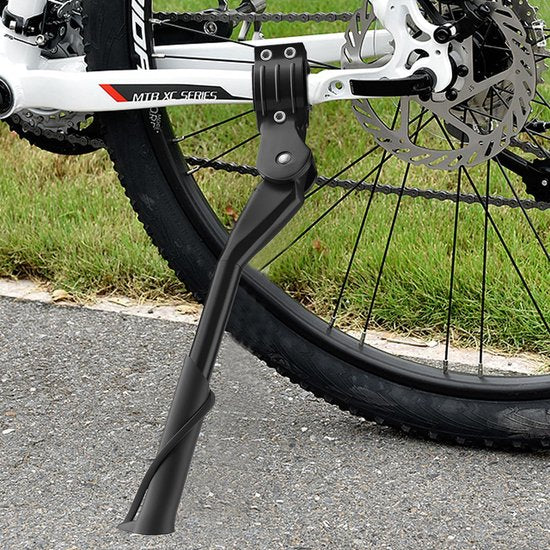 Fietsstandaard 24-29 inch, in hoogte verstelbare fietsstandaard, zijstandaard, gestippelde antislip rubberen voeten, maximale belasting 35 kg, voor mountainbike, e-bike, trekkingfiets,