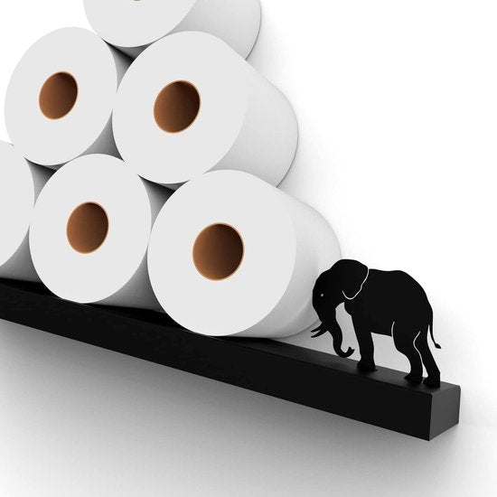 Toilet Paper Holder - Elephant Black - Tilted Toilet Paper Rack - Bathroom Accessories - Black Toilet Paper Storage - Unique Tissue Paper Rolls Storage
