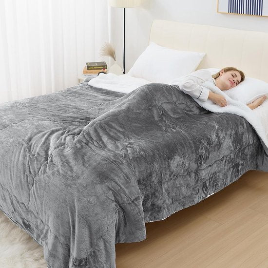 Knuffeldeken, pluizige bankdeken, dikke woondeken voor bank, fleece dekbed voor winter, wasbaar, fleecedeken, Tedi outdoor, 220 x 240 cm