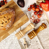 Creative Home Grote Houten Peper en Zoutmolen | Set van 2 met Mini Houten Lepel | 18 x 5 cm | Beukenhout | Handmatig