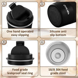 Thermobeker, koffiebeker met lekvrij deksel, thermobeker, isolatiebeker, roestvrij staal, reismok, koffiemok om mee te nemen, voor warm en koud water, koffie en thee, 380 ml, zwart