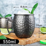 Mokken Set van 4 zwarte Moskou Mule Mok 530 ml Gunmetal Zwart Vergulde RVS Mok Dubbele Jigger Gekoelde Koude Drank Cocktailbekers Drinkwaren Met Geschenkdoos