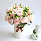 Kunstbloemen, 2 stuks kunstpioenrozen, roze namaakpioenroos, ter decoratie, zijden pioenrozen, bloemstukken, middenstuk, tafel voor thuis, feest, bruiloftsdecoratie