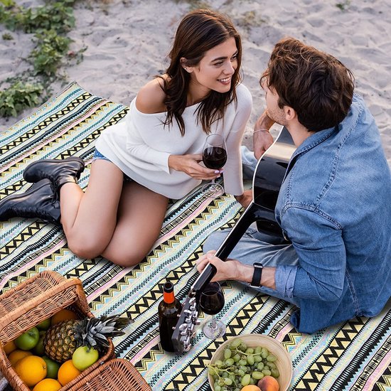 waterdicht, picknickdeken, katoen, waterdicht, stranddeken, 199 x 140 cm, katoenen campingdeken op het strand, camping, park, irriteren, grijs