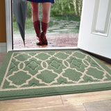 Deurmat voor binnen, 60 x 90 cm, wasbaar, vuilvangmat, antislip, voetmat, binnen, waterabsorberende voetmatten, huisdeur, entreetapijt, huisdeurmat, deurmat, groen