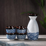 Japanse Liquor Sake Set met Sake Beker Wijnpot Porselein Sake Set voor warmers (1 Sake-Pot 4 Sakebekers)