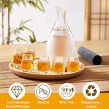 Sake Set glazen, Japanse sake set 250 ml met 6 Sake Cup shotglazen set voor warmers of koude Japan Soju Liquor met Stone Coaster