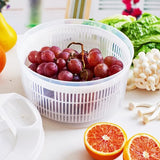 Slacentrifuge met deksel, slacentrifuge met slingeraandrijving en 3 liter slakom en zeef, keukenhulp saladedroger voor het wassen en drogen van salade, groenten en fruit (22,5 cm x 15 cm)