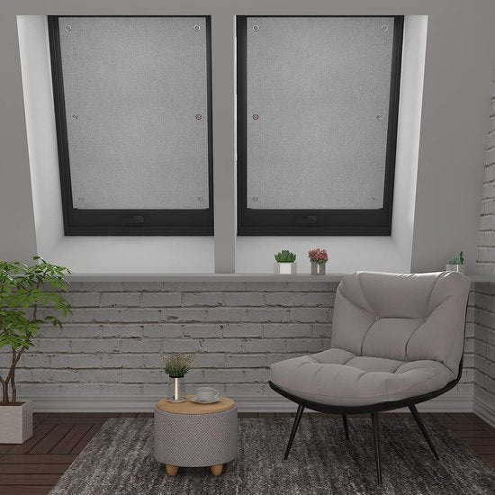 Thermisch rolgordijn voor dakramen, zonder boring, zonwering, Verduisteringsrolgordijn met zuignappen, thermisch rolgordijn, hittebescherming voor dakramen, 96 x 93 cm, Grijs