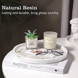 Cosmetische dienblad, ronde harsdienblad, keramische sieradendienblad, opbergbak, make-up-organizer, sieradenopbergdienblad, voor badkamer, toilettank, wastafel, wit marmerpatroon