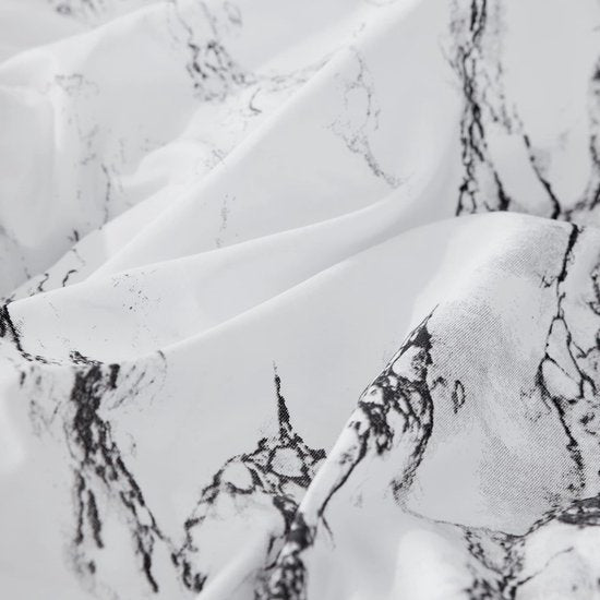 Beddengoed 135 x 200 cm, 4-delig dekbedovertrek - beddengoedset 135 x 200 cm microvezel met 2 kussenslopen 80 x 80 cm, Öko-Tex beddengoedset marmer wit patroon met ritssluiting