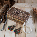 Handgesneden decoratieve houten kist met oog van waarheidssnijwerk, multifunctioneel gebruik als sieradenopslag, sieradenhouder of horlogedoos, ideaal als cadeau