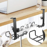 Kabelgoot bureau zonder boren - set van 2 kabelmanagement bureau van staal - incl. accessoires - kabelmand klembaar ondertafel - bureau organizer voor kantoor / thuis - zwart
