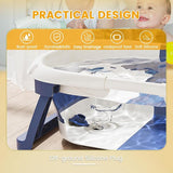 Opvouwbaar babybadje, stabiel babybadje voor pasgeborenen met badinzet baby, babybadborstel en douchekap kinderen, babybadje met afvoergat voor 0-24 maanden (blauw)