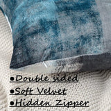 Decoratieve kussensloop, 40 x 40 cm, set van 2 fluwelen kussenslopen, blauw, bank, landhuisstijl, esthetisch sierkussen, vierkant, bankkussen, outdoor kussen, sierkussen