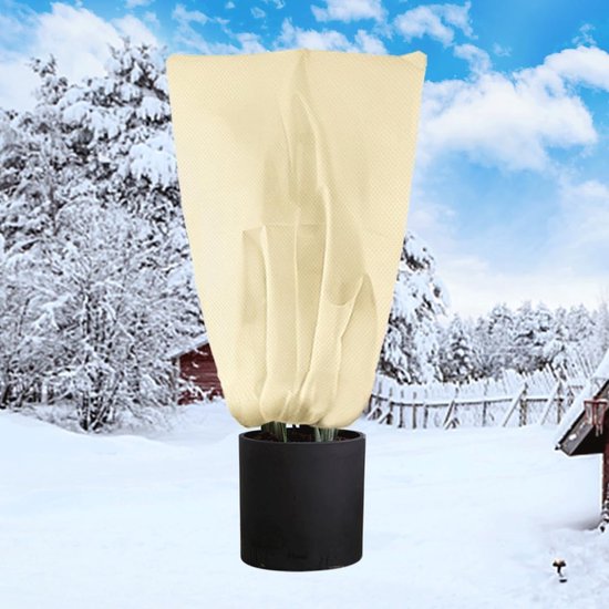 Winter protection for potted plants, 140 x 200 cm, plant protection winter for plants, 80 g/m², non-woven fabric, beige, winter, anti-frost, apply to pot plants, pack of 1