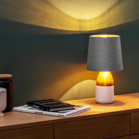 Navaris 2x lampenkap voor tafellamp - E14 fitting - 15,2 cm hoog - Set van 2 ronde lampenkappen - Grijs/zilverkleurig