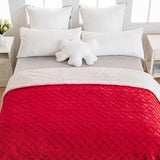 Cuddly Blanket Sofa Blanket 130 x 150 cm Lamb Blanket Striped Fluffy Soft Blanket Sofa Throw Couch Blanket for Bed Sofa Living Room Light Red