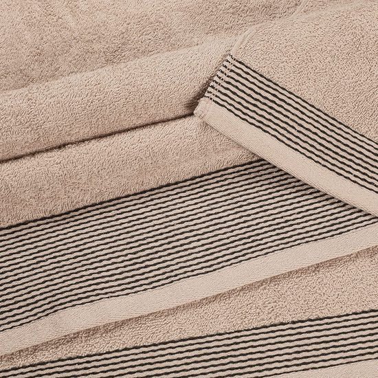 4 handdoeken, katoen, bevat 2 extra grote badhanddoeken 70 x 140 cm, 2 handdoeken 50 x 90 cm, voor dagelijks gebruik, compact en licht, bruin