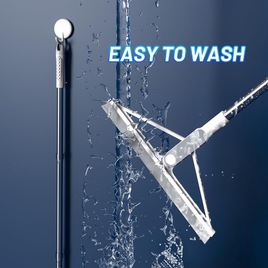 Siliconen waterschuiver vloer douchewisser met steel 156 cm vloertrekker douche raamtrekker grijs