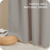 Set van 2 verduisteringsgordijnen, ondoorzichtige gordijnen met ringen, beige, 145 x 132 cm (h x b), thermogordijn, linnen, kort, voor woonkamer, kinderkamer, slaapkamer, set van 2