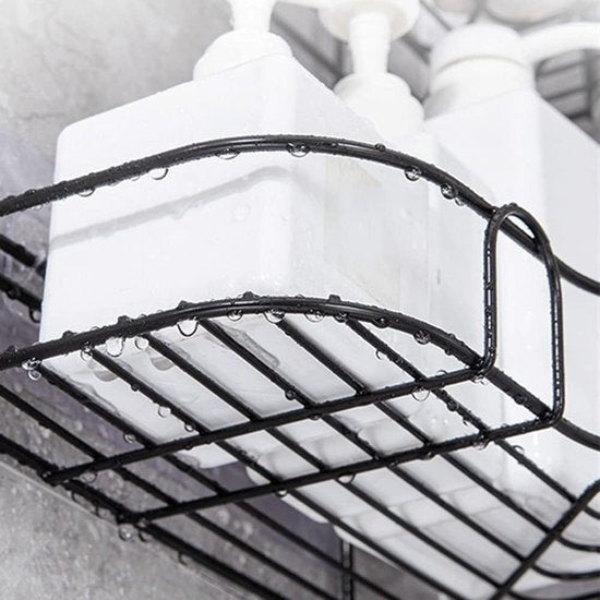 2 stuks hoekdoucheplanken, douchemand zonder boren, hoekplank, doucheplank, wandmontage, sponshouder, badkamerplanken, voor badkamer/keuken