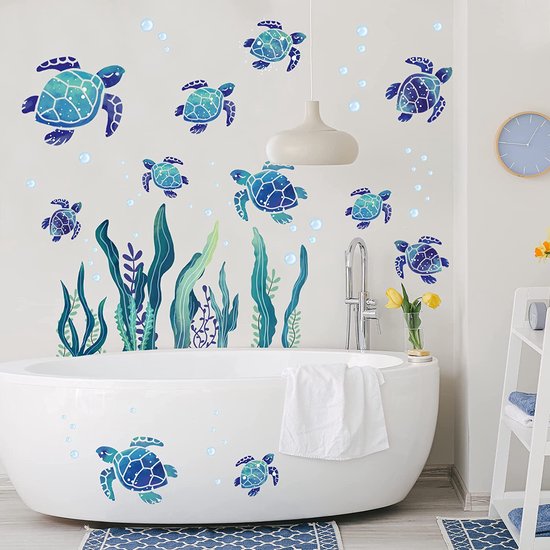 badkamer onderwaterwereld zee sticker muurstickers vissen zelfklevende lichtgevende sterren kinderkamer jongens muur stickers voor kinderen babykamer slaapkamer woonkamer