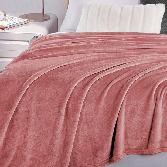 Knuffelige, donzige deken, 210 x 240 cm, XXL fleece bank- en bankdekens, superzacht, als banksprei, roze