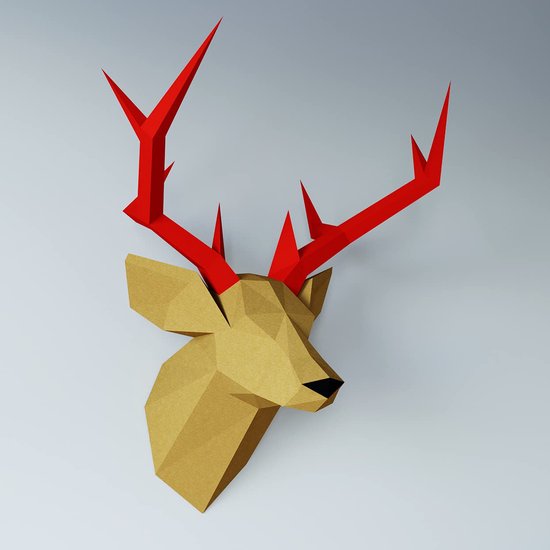 Yona DIY hertenkop Papercraft kit, Abstrakte Low Poly Animal DIY kits, Woningdecor, kids crafts kits, Cadeau, origami 3D, Papier sculptuur, 3D puzzel, Papercraft set voor volwassenen