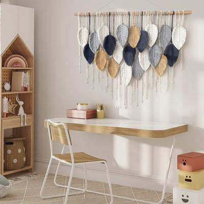 Macramé wanddecoratie - Geweven boho-stijl met bladeren - Van touw - 60x78 cm Macramé wanddecoratie - Geweven boho-stijl met bladeren - Van touw - 60x78 cm