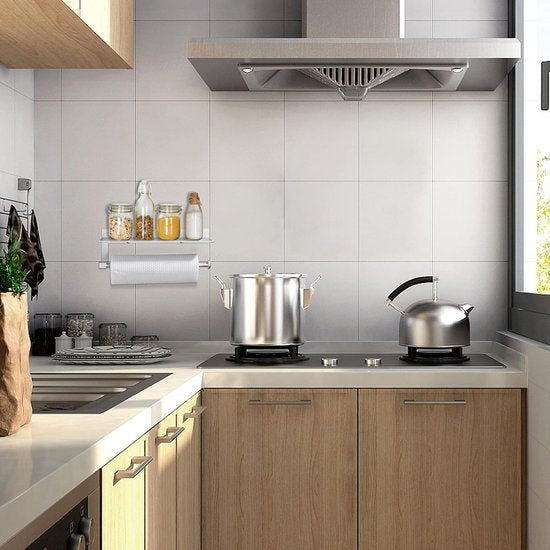 Keukenrolhouder, wandhouder voor papieren rollen, keukenhanddoekhouder met ruime weefseldispenserrollen, zonder boren, voor keuken en badkamer (zilver)