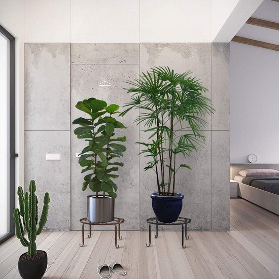 Plantenstandaard, 3 stuks, retro stijl, wijnstokken, bloempot, standaard, smeedijzer, rond, decoratief, bloemenkruk, potframe voor binnen en buiten, zwart