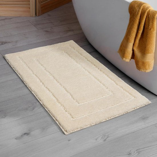 Badmat Toiletmat Creme Antislip Wasbaar Waterabsorberend- 60x90 CM