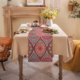 Boho-stijl - boho tafelloper bont ornament commode tafelloper voor restaurants, bruiloften, tafelkleden, tuintafel van linnen katoen - 33 x 183 cm