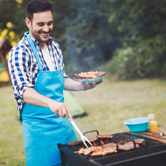 Grillbestekset, 5-delige grillgereedschapsset, grilltang, grilldraaier, grillborstel, vleesvork, siliconen bakkwast voor tuin en camping, voor mannen en vrouwen