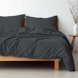 Beddengoed 135 x 200 cm, antraciet, dekbedovertrek 135 x 200 cm en kussen 80 x 80, superzacht, Öko-Tex made in Green