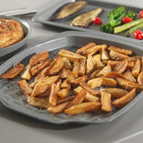 38 cm marmeren frietbak, geperforeerde bakplaat voor frietjes, rechthoekig, ovenbak, grijs koolstofstaal, gemakkelijk schoon te maken antiaanbaklaag, koekjesbak, PFOA-vrij