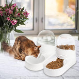 2-pack automatische kattenvoer en waterdispenser, 2 liter zwaartekrachtvoer en bewateringsset, gemakkelijk schoon te maken, wit
