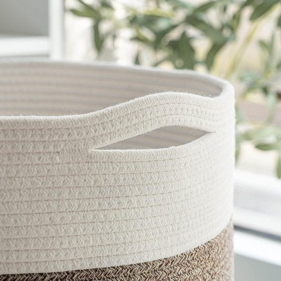 Wasmand, katoenen touw, opbergmand, gevlochten voor dekens, kussens, speelgoed in de kinderkamer, 40 x 35 cm (b x h)