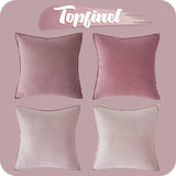 Kussensloop 45 x 45 cm, roze, set van 4 fluwelen kussenslopen, kussenovertrek, bankkussen, decoratief kussen, overtrek voor bank, slaapkamer, woonkamer, balkon, pluizig