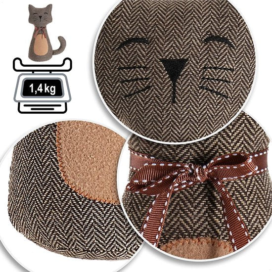 Deurstopper, zware deurhouder, schattig kattendesign, functioneel woonaccessoire, stopper voor ramen en deuren, optimaal bij doorgang (1 stuk - kater zazzles)