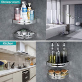 Doucheplank, zonder boren, douchemand, badkamer, douchehoek, driehoekig hoekrek, douchewand, doucheplank, geen schade aan wandhouder, voor badkamer, 2 stuks, zilver