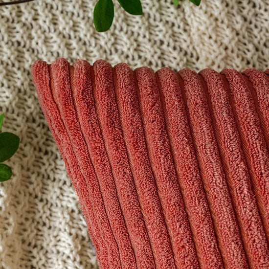 Kussenhoes, corduroy decoratieve kussenhoes, bankkussen, koordkussenhoes, decoratieve zachte kussenhoezen voor bank, fauteuil, huis, slaapkamer, 50 x 50 cm – karamel